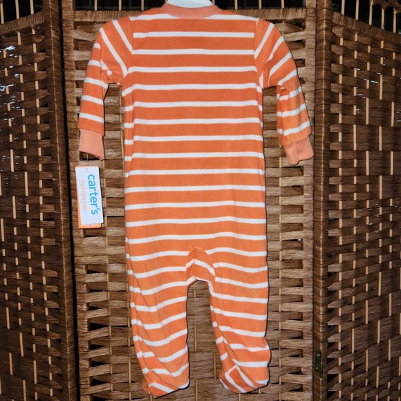Carters Baby Pumpkin One Piece Zip Up Pajamas - Size 6m - NWT - Picture 2 of 3